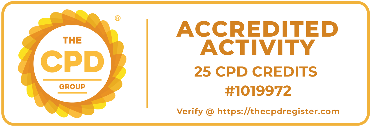 CPD Accredited Activity — 25 CPD Credits — Course #1019972 — Verify at thecpdregister.com